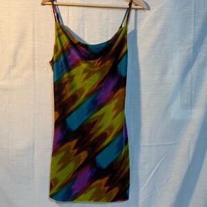 Urban Outfitters Dress Womens Medium Multicolor Mallory Velvet Cowl Neck Mini